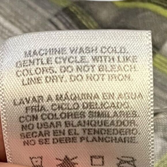 Bongo Button Up Shirt Women's Large Multicolor Geometric Pocket Roll Tab Sleeve - Picture 7 of 8